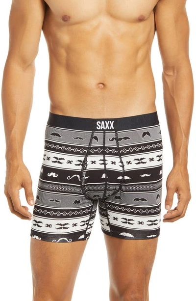 Shop Saxx Ultra Golf Print Performance Boxer Briefs In Black Stache