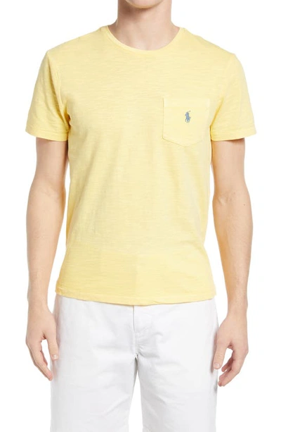 Shop Polo Ralph Lauren Embroidered Pony Pocket T-shirt In Empire Yellow
