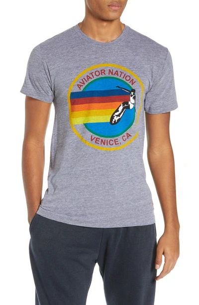 Shop Aviator Nation Rainbow Logo T-shirt In Heathr Grey