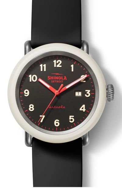 Shop Shinola Detrola The Solar Eclipse Silicone Strap Watch, 43mm In Black