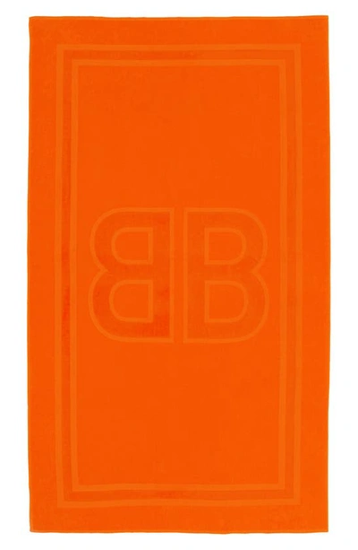 Shop Balenciaga Bb Logo Beach Towel In Orange