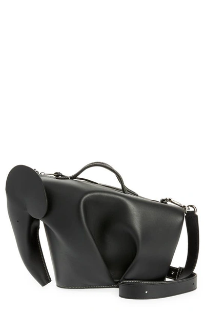 Shop Loewe Large Elephant Leather Crossbody Bag In Black
