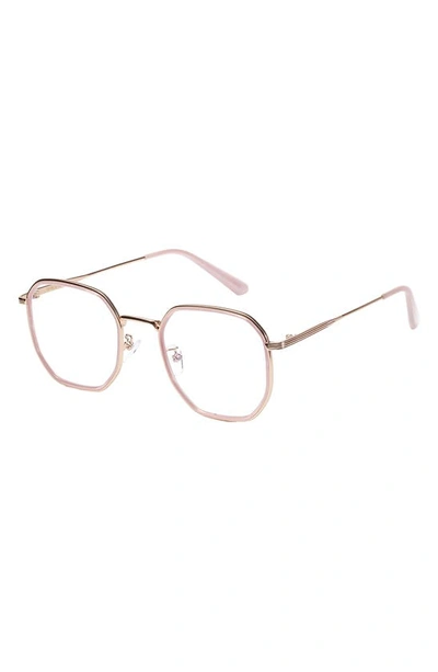 Shop Fifth & Ninth Stockholm 55mm Round Blue Light Blocking Glasses In Pink/ Clear