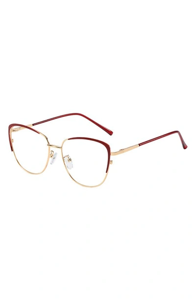Shop Fifth & Ninth Sierra 53mm Cat Eye Optical Glasses In Burgundy/ Clear