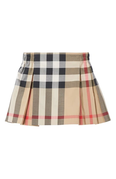 Shop Burberry Kids' Mini Hilde Iconic Check Pleated Skirt In Archive Beige Ip Chk