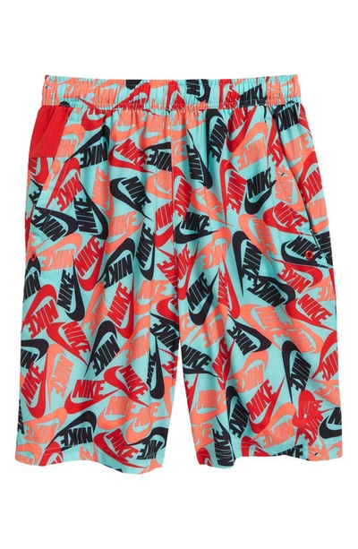 Nike Sportswear Kids Allover Logo Woven Shorts In Tropical Twist University Red ModeSens