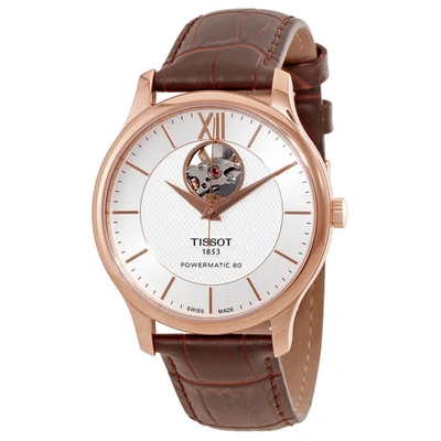 Shop Tissot T-classic Tradition Automatic Silver Dial Mens Watch T063.907.36.038.00 In Brown,gold Tone,pink,rose Gold Tone,silver Tone