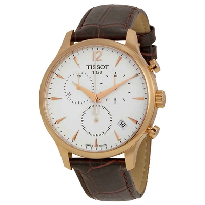 Shop Tissot Tradition Classic Chronograph Mens Watch T0636173603700 In Brown / Gold / Rose / White