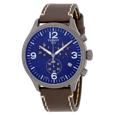 Shop Tissot T-sport Chronograph Xl Blue Dial Mens Watch T116.617.36.047.00 In Blue / Brown / Grey