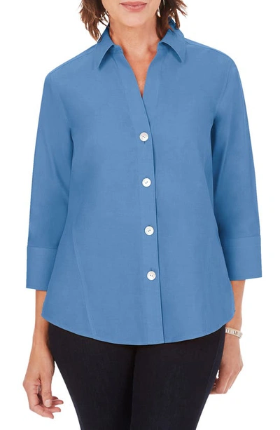 Shop Foxcroft Paityn Non-iron Cotton Shirt In Mountain Blue