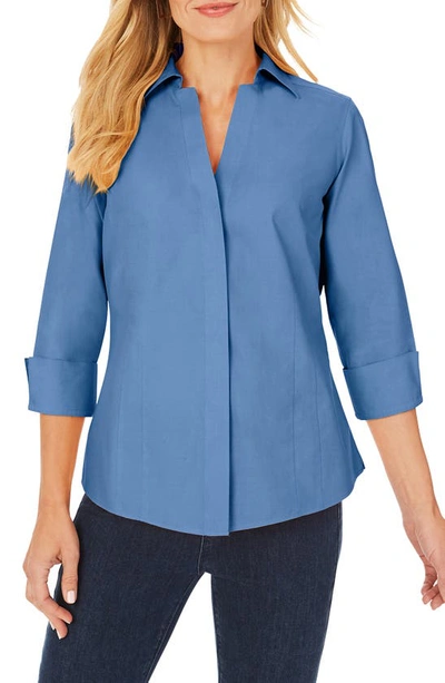 Shop Foxcroft Taylor Fitted Non-iron Shirt In Mountain Blue