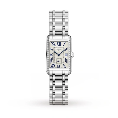 Shop Longines Dolcevita Diamond Silver Dial Ladies Watch L5.255.0.71.6 In Black,silver Tone
