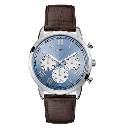 Shop Guess Chronograph Quartz Blue Dial Mens Watch U1261g2 In Blue,brown,silver Tone