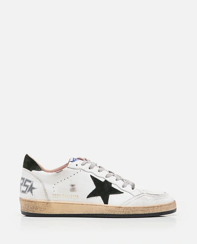 Shop Golden Goose Ballstar Leather Sneakers In White