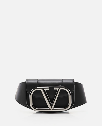 Shop Valentino Garavani Vltn  Leather Waist Satchel In Black