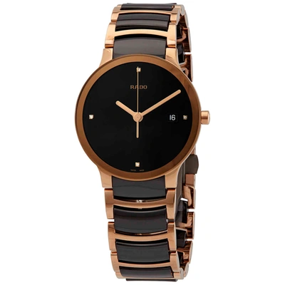Shop Rado Centrix Jubile Black Dial Black Ceramic Men's Watch R30554712 In Black / Gold / Rose