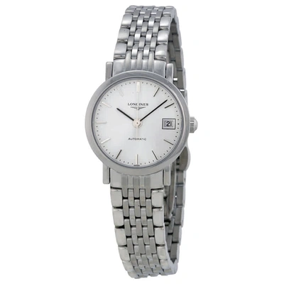 Shop Longines Elegant White Dial Stainless Steel Ladies Watch L43094126 In Black / White