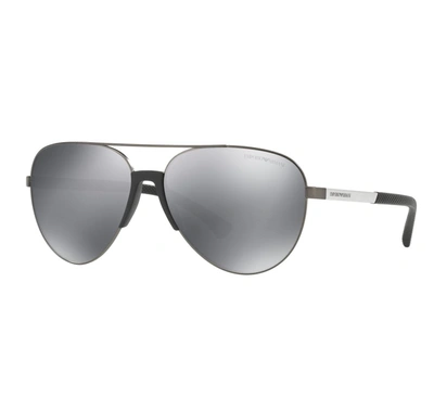 Shop Armani Collezioni Armani Aviator Sunglasses Ea 2059f 30106g 61 In Blue,grey,gunmetal,silver Tone