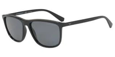 Shop Armani Collezioni Armani Polarized Grey Square Sunglasses Ea 4109f 501781 58 In Black,grey