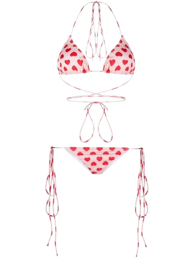 Shop Natasha Zinko Heart-print Bikini In Nude