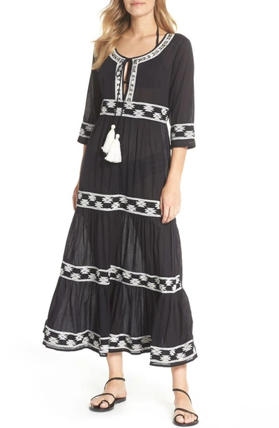 Shop Muche Et Muchette Embroidered Cover-up Dress In Black/ White
