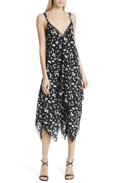 Shop Jason Wu Spring Daisy Handkerchief Hem Dress In Black Multi
