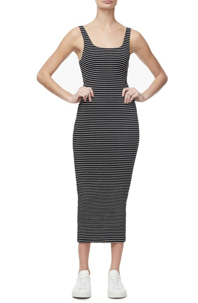 Shop Good American Square Neck Ruched Body-con Dress In Stripe001
