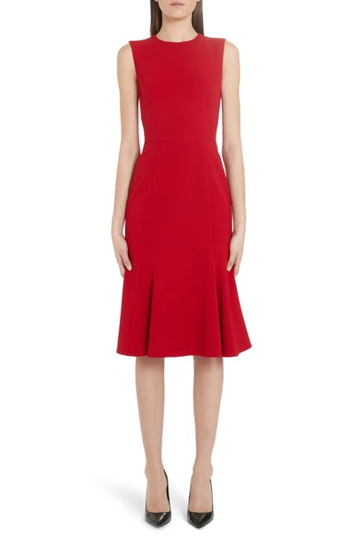 Shop Dolce & Gabbana Fluted Hem Dress In Bright Red