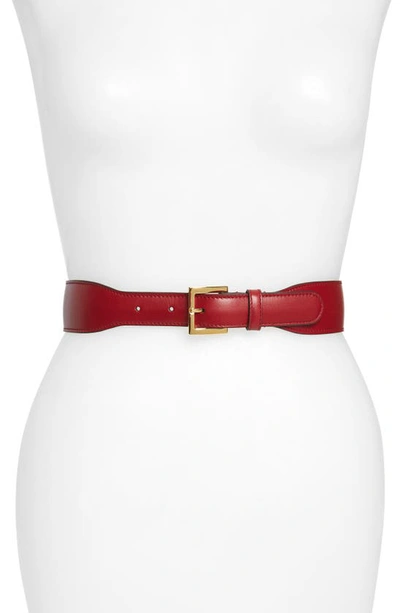 Shop Gucci Horsebit Leather Belt In New Cherry Red