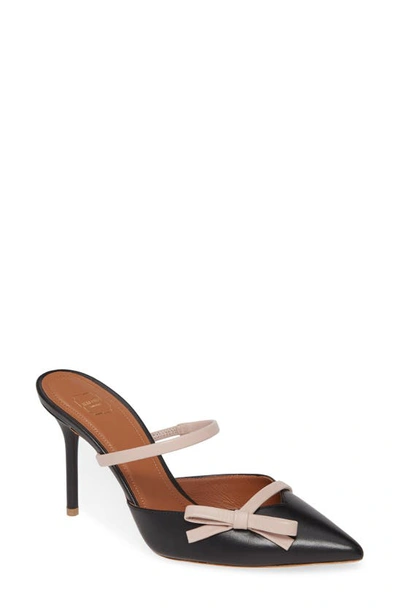 Shop Malone Souliers Bow Band Pointed Toe Mule In Black/ Rusty Rose