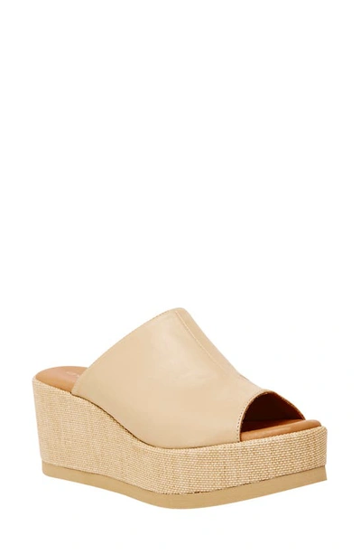 Shop Andre Assous Clara Platform Wedge Slide Sandal In Beige Leather