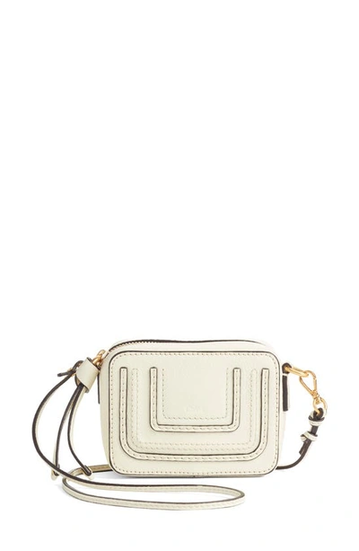 Shop Chloé Micro Marcie Leather Crossbody Bag In Natural White Multi