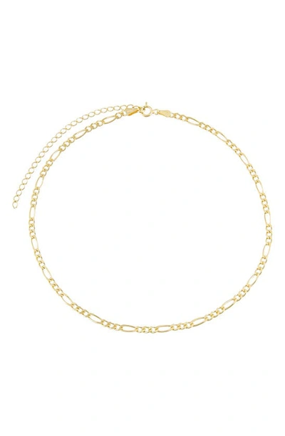 Shop Adinas Jewels Figaro Chain Link Choker Necklace In Gold