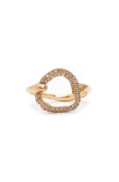 Shop Alice Waese Vega Ring In 14k/grey Diamond Pave