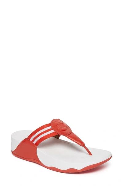 Shop Fitflop Walkstar Flip Flop In Red Nappa Leather