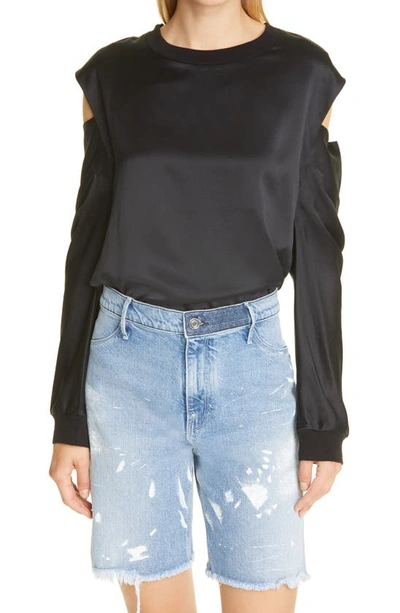 Shop Rta Capucine Cold Shoulder Silk Top In Black