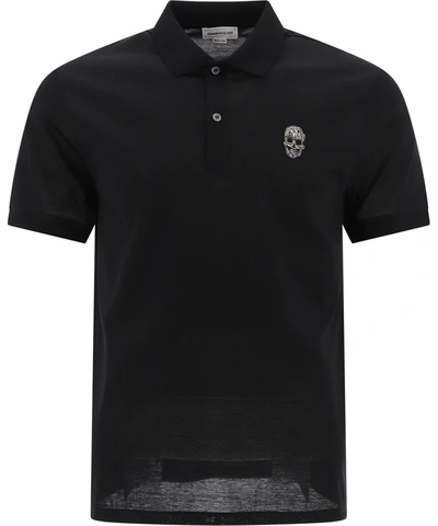 Shop Alexander Mcqueen "skull Strass" Polo Shirt In Black  