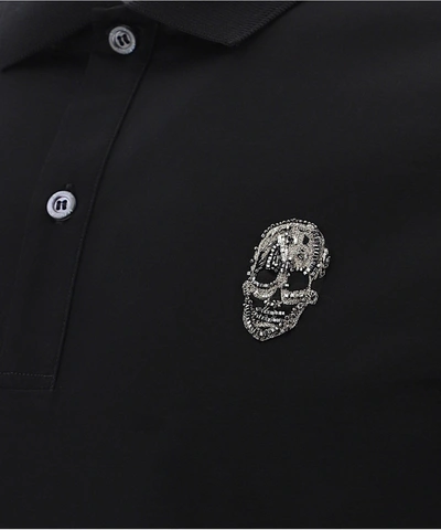 Shop Alexander Mcqueen "skull Strass" Polo Shirt In Black  