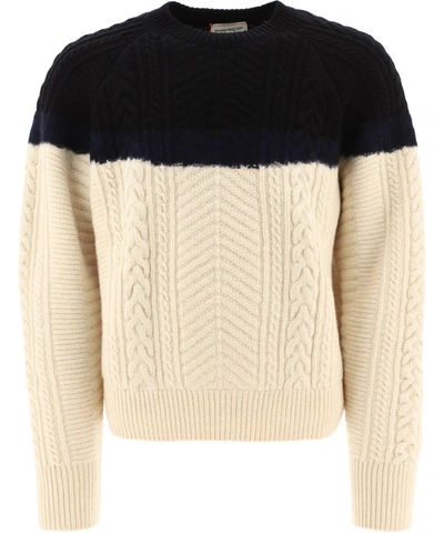 Shop Alexander Mcqueen Two-tone Wool Sweater In White