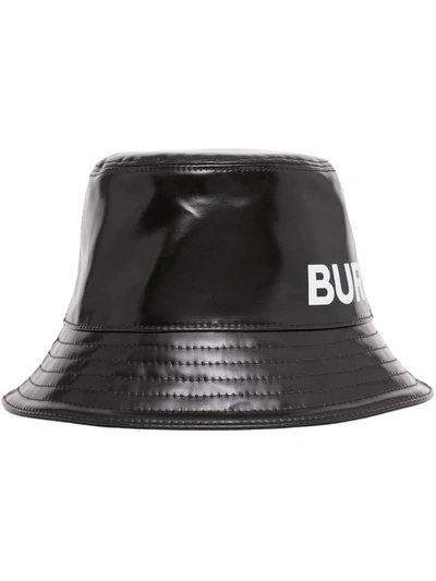 Shop Burberry Logo-print Coated Bucket Hat In Black