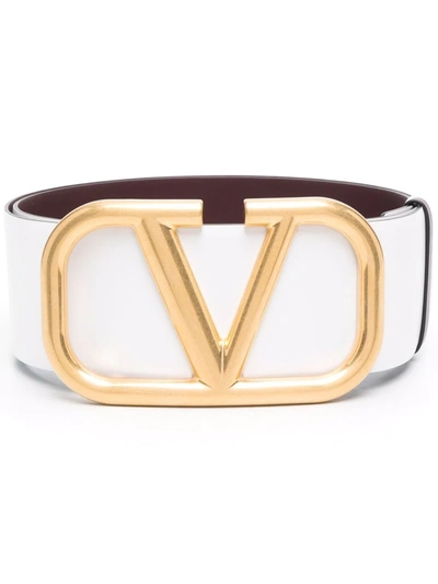Shop Valentino Vlogo Buckle Belt In White