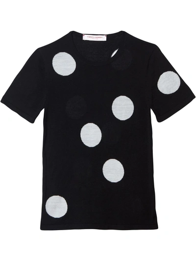 Shop Carolina Herrera Polka-dot Print T-shirt In 黑色