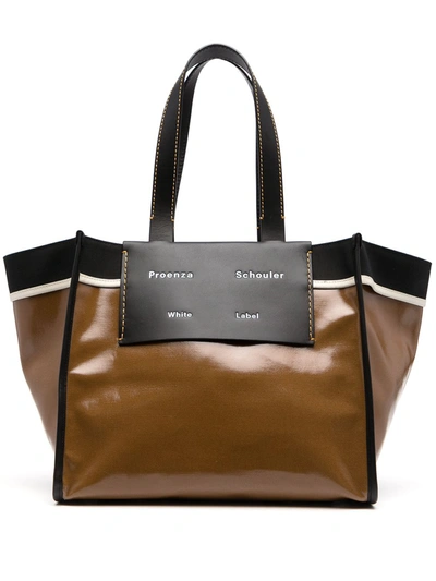Shop Proenza Schouler White Label Large Morris Coated Tote Bag In Brown