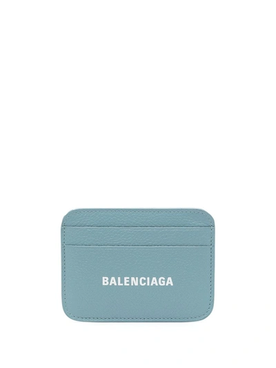 Shop Balenciaga Cash Logo Cardholder In 蓝色