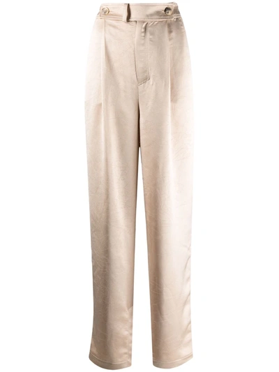 Shop Aeron Odile Straight-leg Satin Trousers In Neutrals