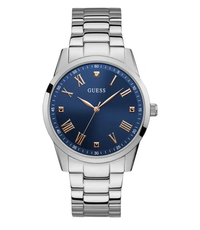 Shop Guess Quartz Diamond Navy Dial Stainless Steel Mens Watch U1194g2 In Blue,gold Tone,pink,rose Gold Tone,silver Tone