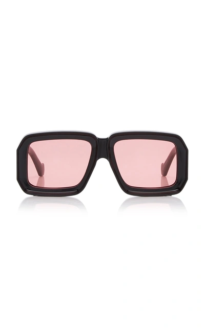 Shop Loewe Women's Paula's Ibiza Oversized Square-frame Acetate Sunglasses In Black