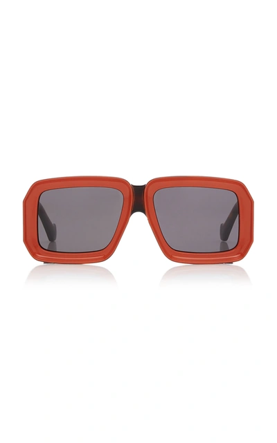 Shop Loewe Women's Paula's Ibiza Oversized Square-frame Acetate Sunglasses In Orange