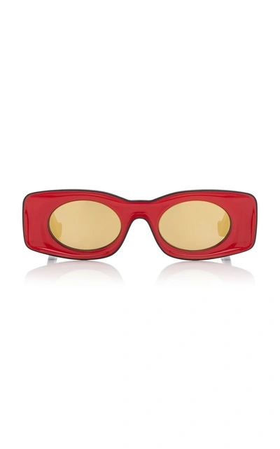 Shop Loewe Women's Paula's Ibiza Square-frame Acetate Sunglasses In Red