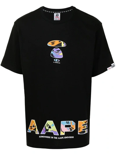 Shop Aape By A Bathing Ape Logo-print Cotton T-shirt In Schwarz